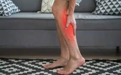 The Man's Calf Muscle Cramped, Massage Of Male Leg At Home